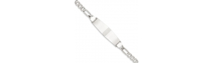 14k White Gold 8 inch Solid Polished Men s Figaro Link ID Bracelet