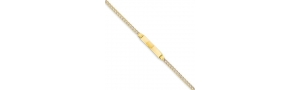 14k Yellow Gold Pave Figaro Link ID Bracelet