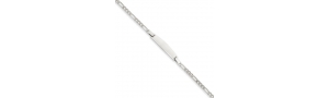 14k White Gold 7inch Solid Polished Figaro Link Woman s ID Bracelet