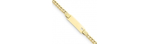 14k Yellow Gold Concave Curb Children s Heart ID Bracelet