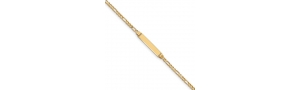 14k Yellow Gold 6  Figaro Link Child ID Bracelet