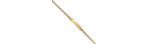 14k Yellow Gold 6  Pave Curb Link Child ID Bracelet