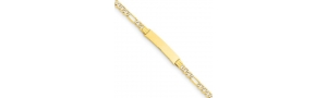 14k Yellow Gold 6  Pave Figaro Link Child ID Bracelet