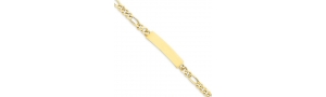 14k Yellow Gold Figaro Link Baby  ID Bracelet