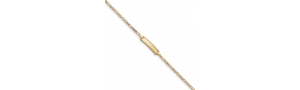 14k Yellow Gold 6 inch Figaro w Dangling Heart Baby Child ID Bracelet