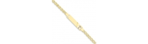 14k Two Tone Gold Baby ID Figaro w Cross Bracelet