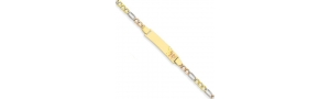 14k Tricolor Gold Butterfly Baby ID w Heart Bracelet