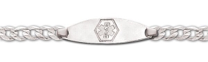 Sterling Silver Children s Medical ID Bracelet w  Curb Chain