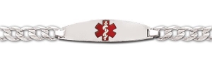 Sterling Silver Child s Medical ID Red Enamel Bracelet w  Curb Chain