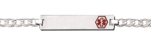 Sterling Silver Child s Medical ID Red Enamel Bracelet w  Curb Chain