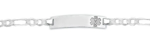 Sterling Silver Child s Medical ID Bracelet w  Figaro Chain