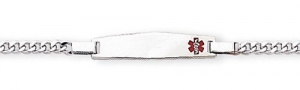 Sterling Silver Child s Medical ID Red Enamel Bracelet w  Curb Chain
