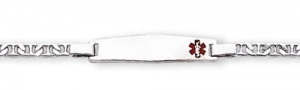 Sterling Silver Child s Medical ID Red Enamel Bracelet w  Anchor Chain