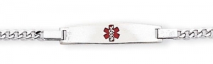 Sterling Silver Child s Medical ID Red Enamel Bracelet w  Curb Chain