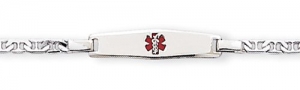 Sterling Silver Child s Medical ID Red Enamel Bracelet w  Anchor Chain