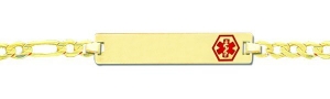 14K Yellow Gold Filled Children s Medical ID Bracelet w  Figaro Chain with Enamel