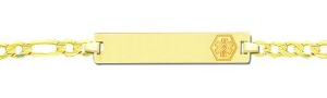 14K Yellow Gold Filled Children s Medical ID Bracelet w  Figaro Chain