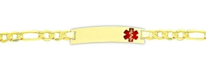 14K Yellow Gold Filled Children s Medical ID Bracelet w  Figaro Chain with Enamel