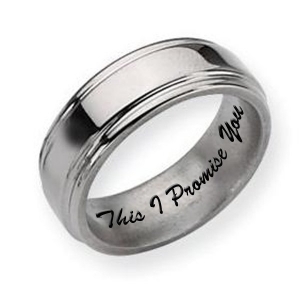 Titanium Grooved Edge 8mm Polished Men's Promise Ring