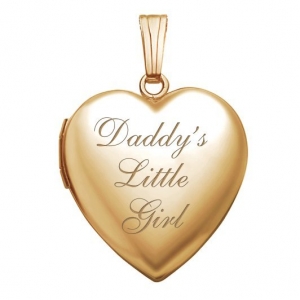 Solid 14K Yellow Gold Daddy's Little Girl Heart Locket