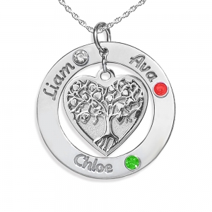 Family Tree Jewelry Personalized With Birthstones and Names