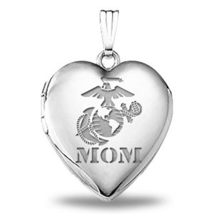 Sterling Silver Marine Mom Heart Locket