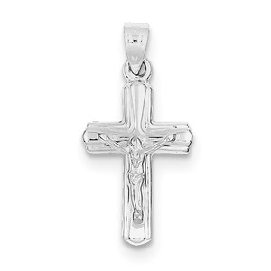 Sterling Silver Rhodium plated Hollow Crucifix Pendant