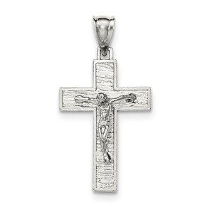 Sterling Silver Polished Box Cross Crucifix Pendant