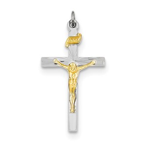 Sterling Silver Rhodium plated   Vermeil INRI Crucifix Charm