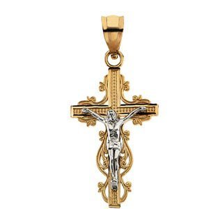 TWO TONE CRUCIFIX PENDANT