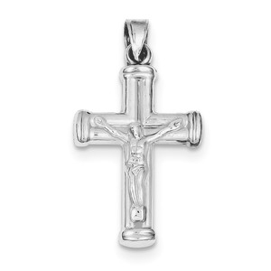 Sterling Silver Rhodium plated Hollow Latin Crucifix Pendant
