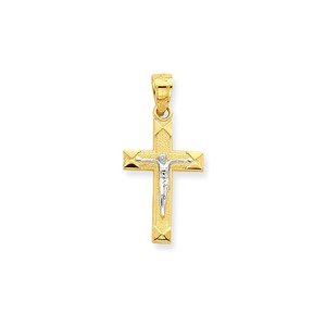 10k   Rhodium Small Crucifix Pendant