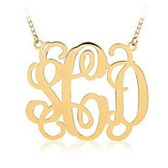 Outlined Vine Script 3 Letter Monogram Cut Out Pendant