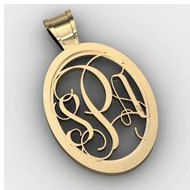 Oval Monogram 3 Letter Vine Cut Out Pendant