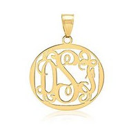 Round Vine Script 3 Letter Monogram Cut Out Pendant