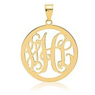Round Vine Script 3 Letter Monogram Cut Out Pendant