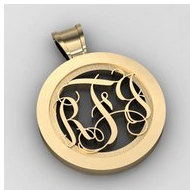 Round Monogram Vine 3 Letter Cut Out Pendant