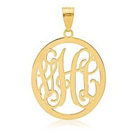 Oval Vine Script 3 Letter Monogram Cut Out Pendant