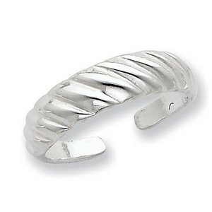 Sterling Silver Ribbed Toe Ring