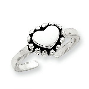 Sterling Silver Antiqued Heart Toe Ring