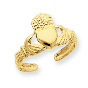 14k Yellow Gold Claddagh Toe Ring