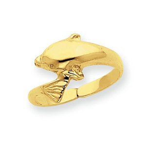 14k Yellow Gold Dolphin Toe Ring