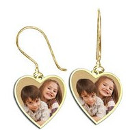 Heart Shaped Photo Pendant Kidney Wire Earrings
