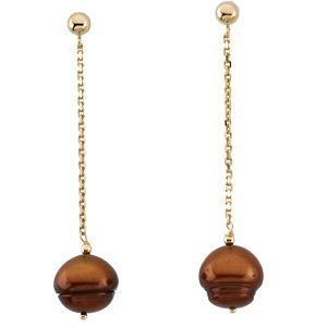 Freshwater Dyed Chocolate Cultured Circl Pearl Earrings