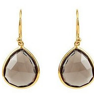 Smoky Quartz Earrings with 14k Yellow Gold Plating