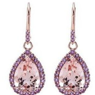 Genuine Morganite Amethyst Lever Back Earrings
