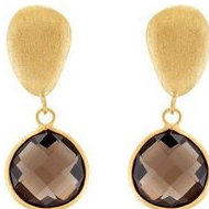 Genuine Checkerboard Smoky Quartz Earrings