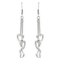 Stainless Steel Triple Heart Dangle Earrings