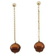Freshwater Dyed Chocolate Cultured Circl Pearl Earrings