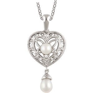 Freshwater Cultured Pearl and Diamond Pendant